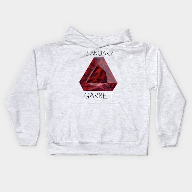 Garnet Crystal January Birthstone Kids Hoodie by DesignsBySaxton